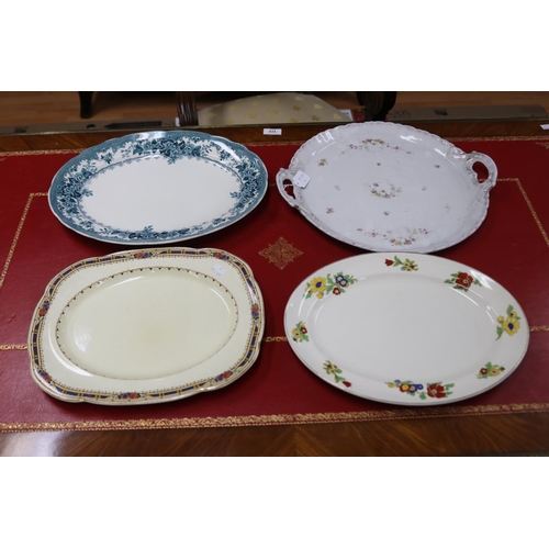 336 - Three various porcelain meat dishes with a twin handled serving tray, approx 42cm x 38cm & smaller (... 
