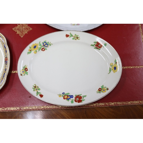 336 - Three various porcelain meat dishes with a twin handled serving tray, approx 42cm x 38cm & smaller (... 