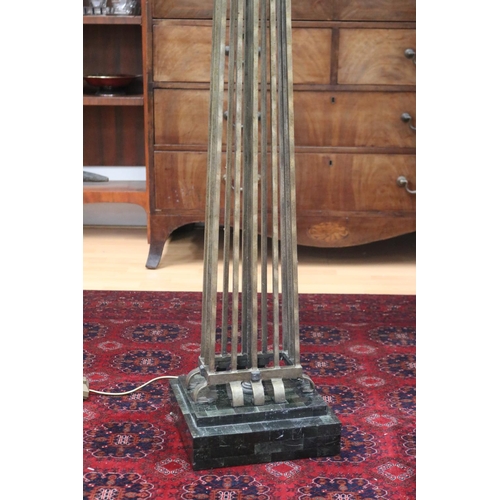 159 - Art Deco style wrought iron standard lamp in the form of an ionic column supporting an urn, untested... 