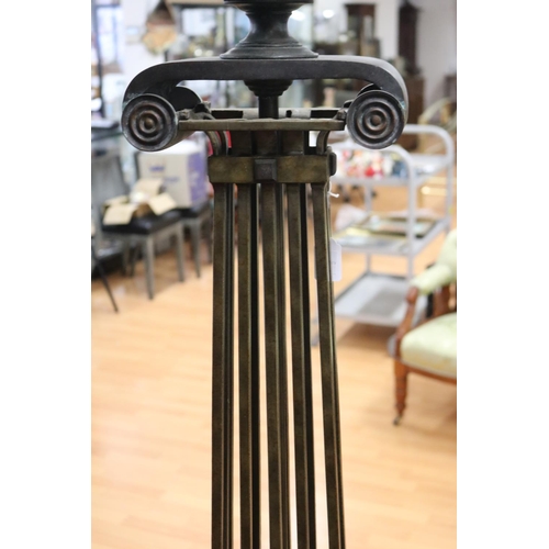 159 - Art Deco style wrought iron standard lamp in the form of an ionic column supporting an urn, untested... 