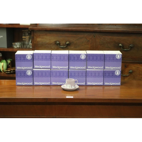 317 - Set of twelve Wedgwood Lilac jasperware coffee cans & saucers, in original boxes