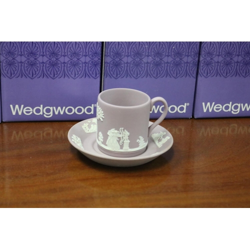 317 - Set of twelve Wedgwood Lilac jasperware coffee cans & saucers, in original boxes