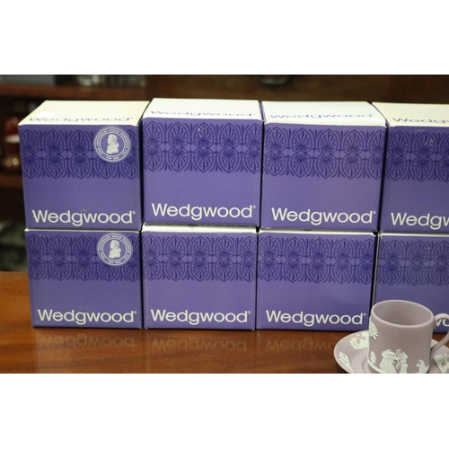 317 - Set of twelve Wedgwood Lilac jasperware coffee cans & saucers, in original boxes