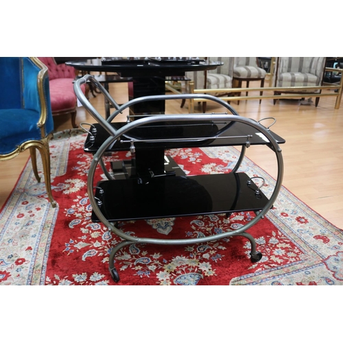 318 - Art Deco style drinks trolley, approx 70cm H x 69cm W x 36cm D