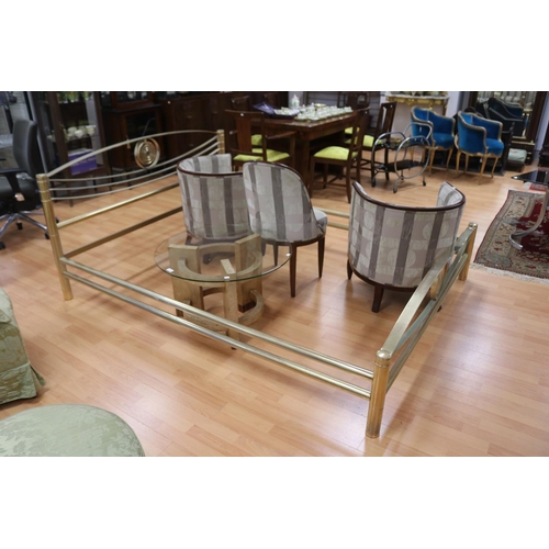 322 - Art Deco style brass frame bed, approx 92cm H x 220cm W x 174cm D