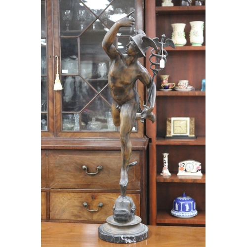 121 - After Giambologna, a bronze figure of Mercury, approx 98cm H