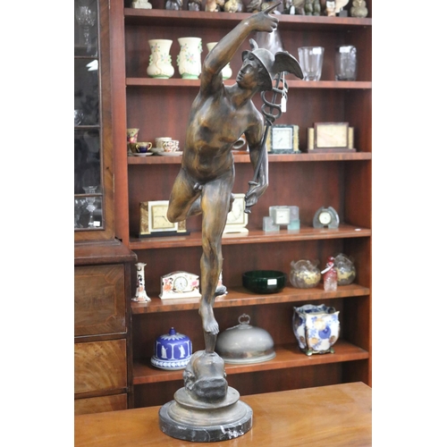 121 - After Giambologna, a bronze figure of Mercury, approx 98cm H