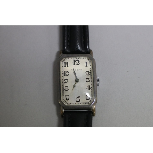 254 - Art Deco style Ryrie-Birks wristwatch in silver, with later band, untested / unknown working conditi... 