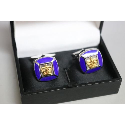 277 - Pair of silver Royal Insignia cufflinks (2)