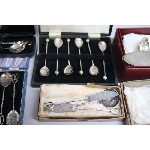 290 - Very good lot of hammered silver serving & tea items retailed by Sargisons of Hobart including cased... 