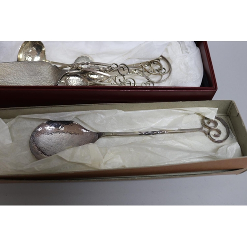 290 - Very good lot of hammered silver serving & tea items retailed by Sargisons of Hobart including cased... 