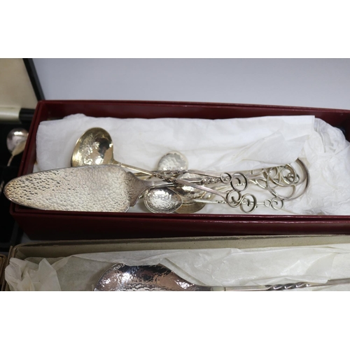 290 - Very good lot of hammered silver serving & tea items retailed by Sargisons of Hobart including cased... 