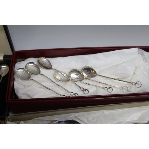 290 - Very good lot of hammered silver serving & tea items retailed by Sargisons of Hobart including cased... 