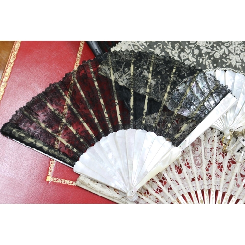 301 - Collection of antique 19th century fans with mainly panels to them (8)