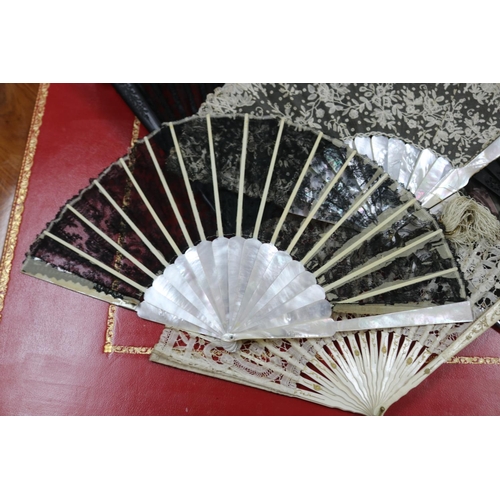 301 - Collection of antique 19th century fans with mainly panels to them (8)