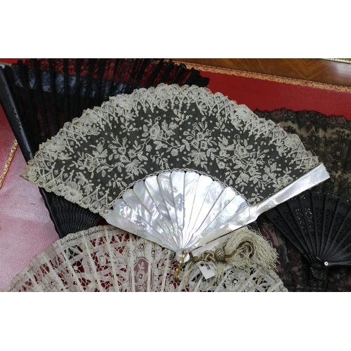 301 - Collection of antique 19th century fans with mainly panels to them (8)