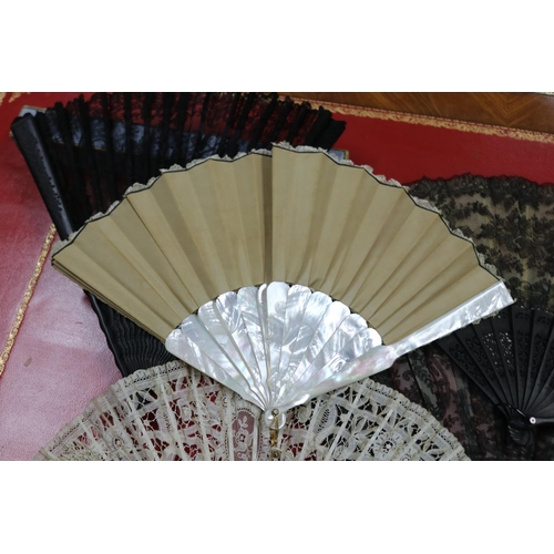 301 - Collection of antique 19th century fans with mainly panels to them (8)