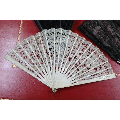 301 - Collection of antique 19th century fans with mainly panels to them (8)