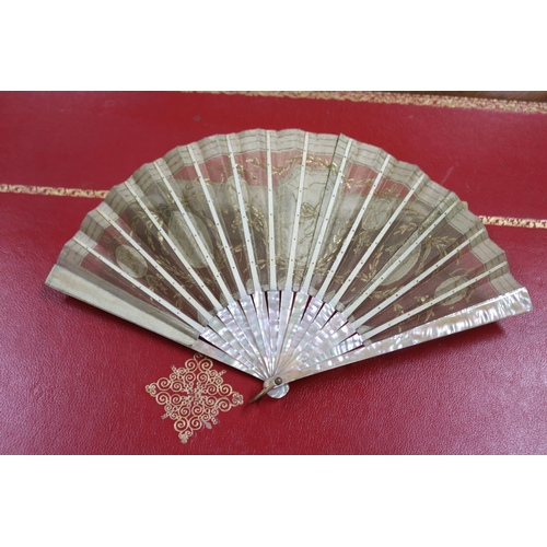 302 - Group of five sequin decorated fans, some with mother of pearl (5)