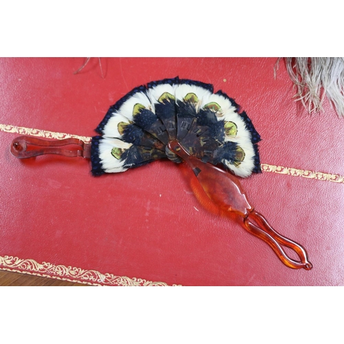 305 - Three fans including two with ostrich feathers & another with exotic bird feathers (3)