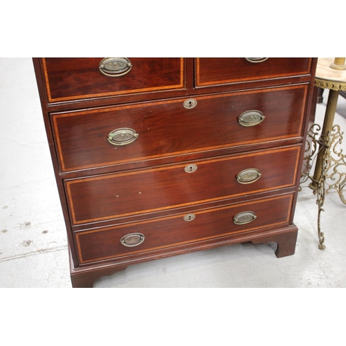 5008 - Edwardian Georgian style chest of drawers, inlaid banding, approx 103cm H x 90cm W x 50cm D