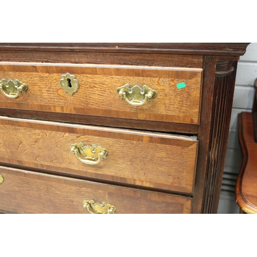5013 - Antique English Georgian chest of drawers, approx 116cm H x 119cm W x 54cm D