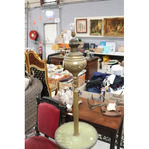 5017 - French standard lamp, with onyx marble to centre, unknown working condition, approx 162cm H
