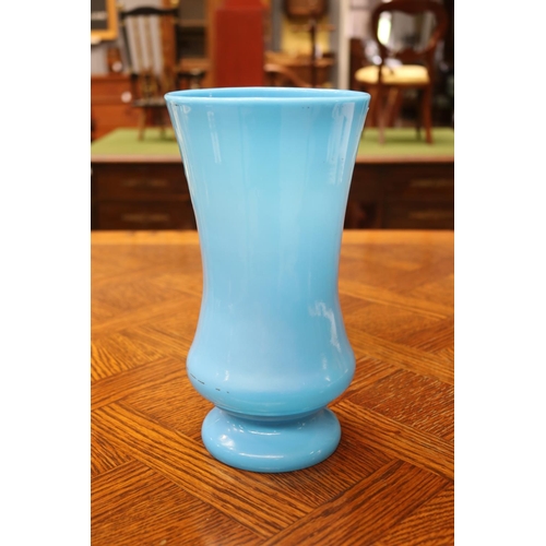 5023 - Blue glass vase, approx 26cm H x 14cm Dia