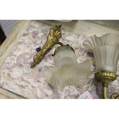 5033 - Two French wall lamps, untested / unknown working condition, each approx 25cm H (2)