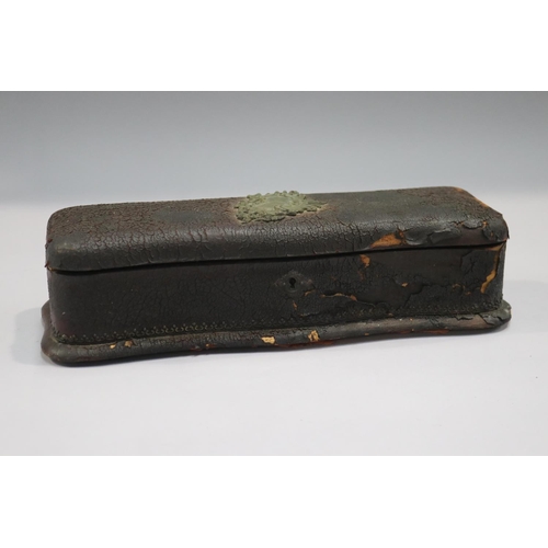 5038 - Antique lined glove box, approx 9cm H x 35cm W x 12cm D