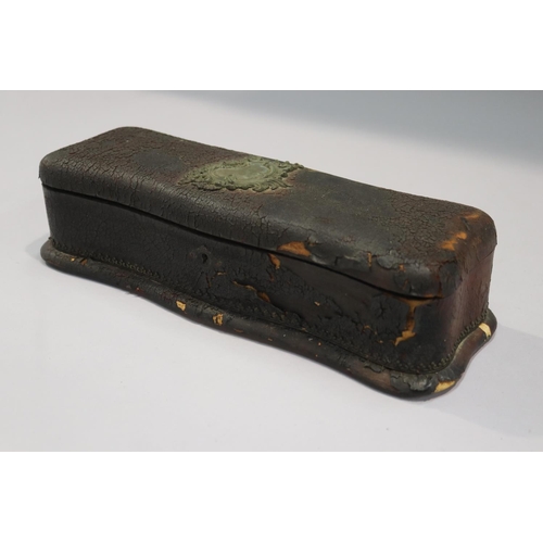 5038 - Antique lined glove box, approx 9cm H x 35cm W x 12cm D