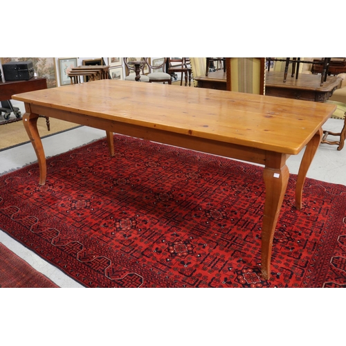 5043 - Modern cherrywood provincial style dining table, approx 78cm H x 215cm L x 102cm W