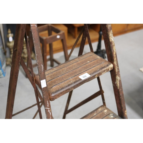 5061 - Vintage French iron folding step ladder, approx 127cm H