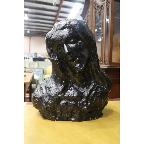 5079 - Italian painted bust of a distressed man, approx 43cm H x 40cm W