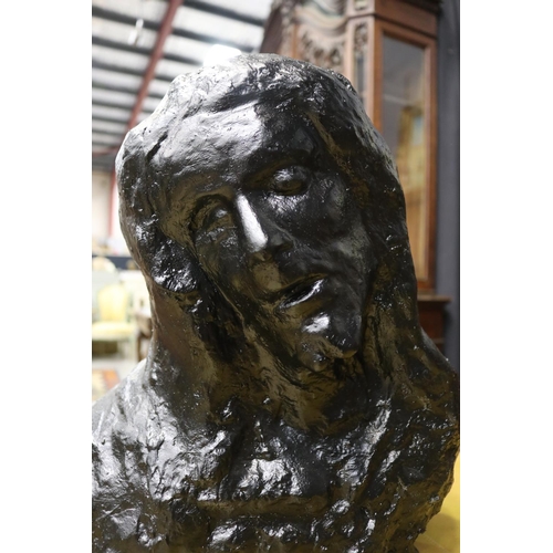 5079 - Italian painted bust of a distressed man, approx 43cm H x 40cm W