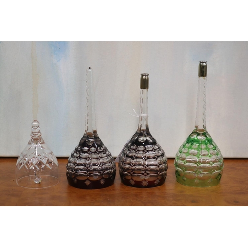 5091 - Four glass bells, converted from wine glasses, approx 19cm H and shorter (4)