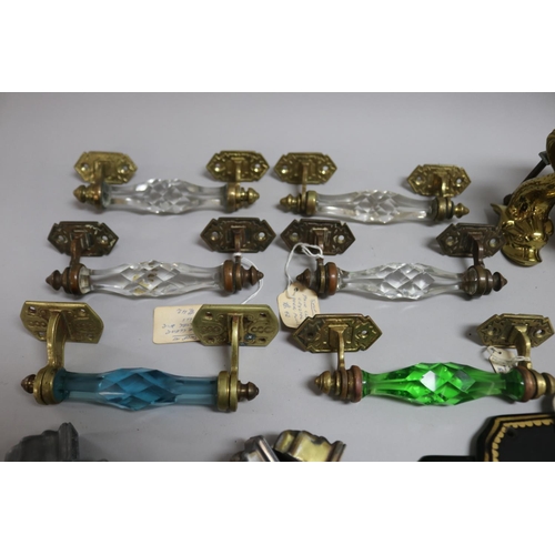 339 - Quantity of Victorian & Edwardian door furniture including finger plates, brass & crystal handles