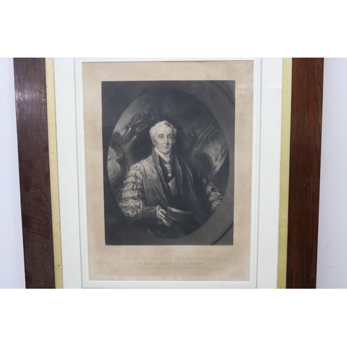 343 - Mezzotint of Duke of Wellington in rosewood frame, approx 47.5cm x 35cm & frame 72cm x 62cm