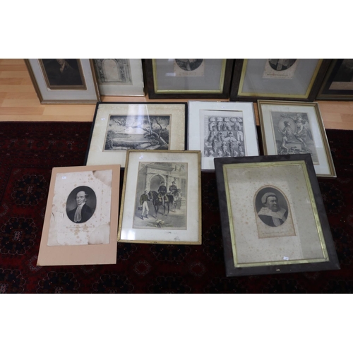 350 - Good assorted lot of twelve engravings & mezzotints, including Lord Nelson, William Pitt, The Prince... 