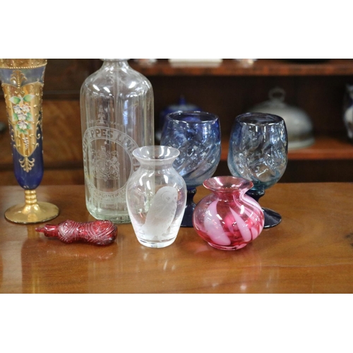 357 - Assortment of glass to include soda siphon, vases, etc, approx 30cm H & shorter
