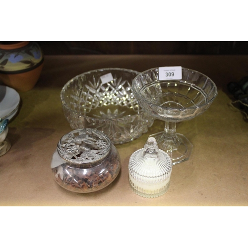 5106 - Glassware to include bowl, pot pourri etc, approx 18cm Dia and smaller (4)
