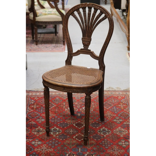 5110 - Antique French Louis XVI style single side chair, caned seat & fan back, approx 90cm H x 42cm W x 40... 