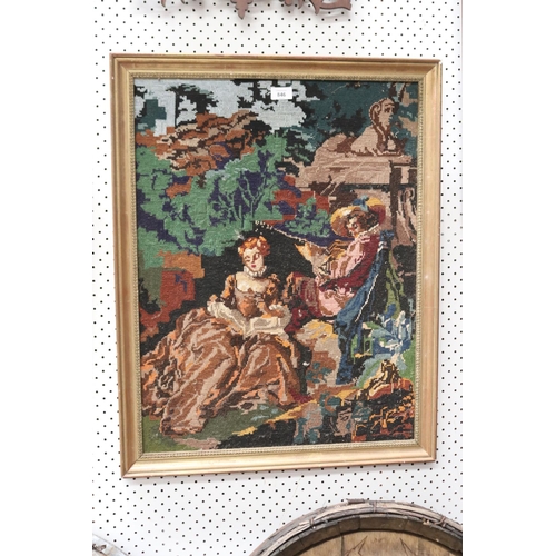 5113 - Framed classical French needlework, approx 67cm x 51cm