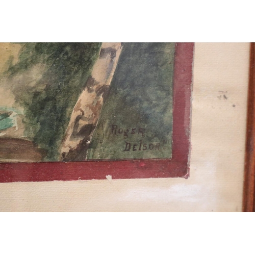 5114 - European, waterside scene, watercolour on paper, signed Roger Delsor, approx 31cm x 24cm