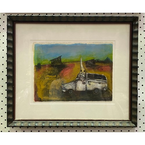 5119 - Edwina Wrobel painting, John from Broken Hill 2008, signed lower right, approx 19cm x 26cm