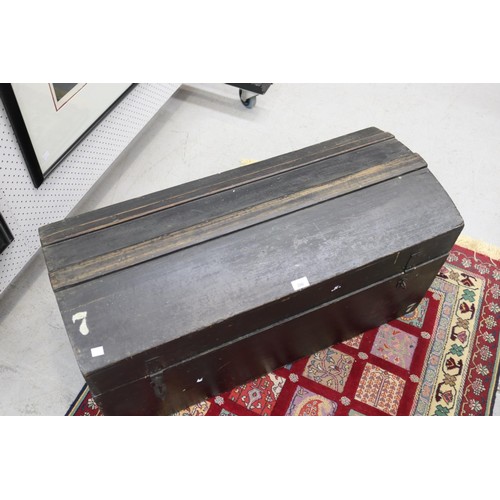5121 - Antique French travel trunk, black painted finish, approx 48cm H x 98cm W x 42cm D