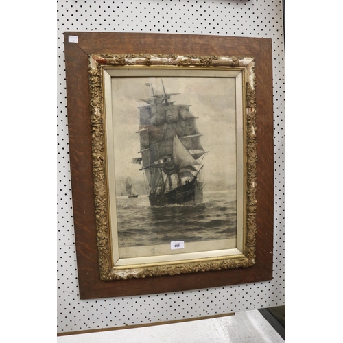 5130 - Antique ship engraving, William & Norton, approx 49cm x 34cm