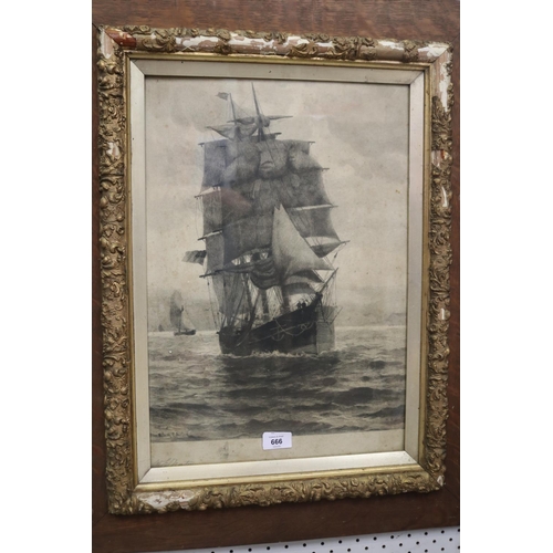 5130 - Antique ship engraving, William & Norton, approx 49cm x 34cm