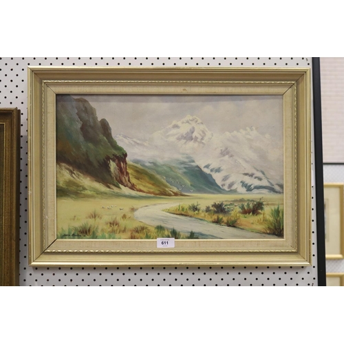 5131 - James Rhodes, mountain scene, signed lower left, approx 31cm x 49cm