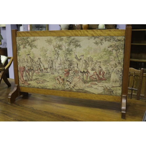 5142 - French scene framed tapestry screen, approx 67cm H x 105cm W x 30cm D